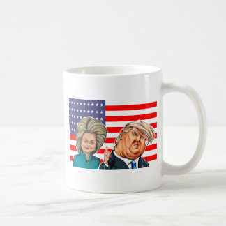 Caneca De Café Caricatura do trunfo e da Hillary