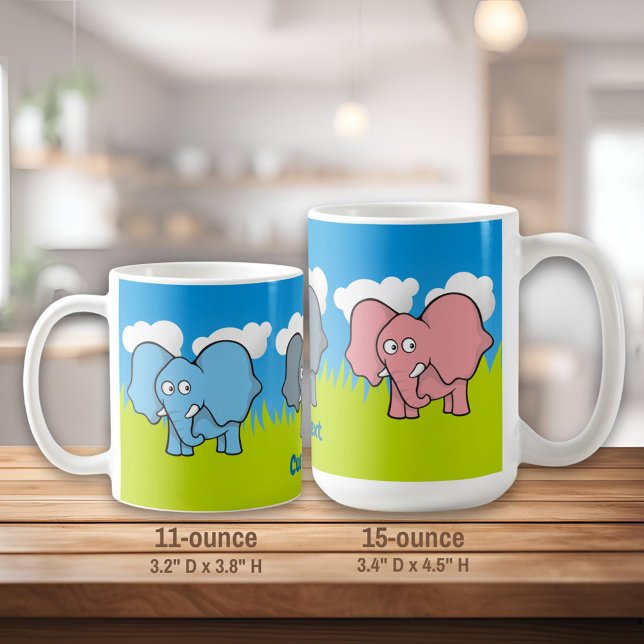 Caneca De Café Caricatura Elefantes Coffee Mug (Criador carregado)