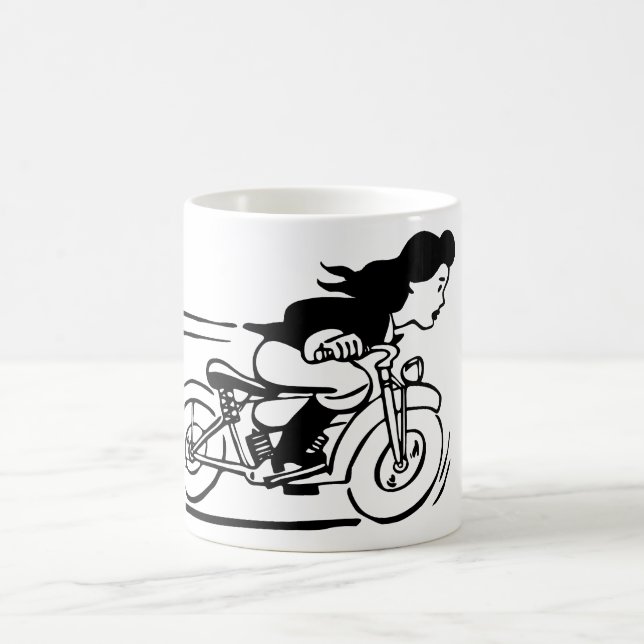 Caneca De Café Caricatura Pintinho de Motocicleta Andando (Centro)