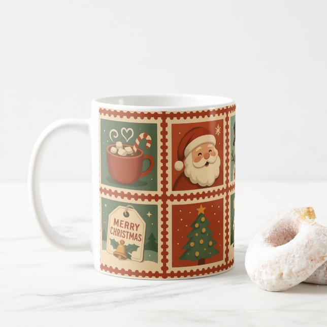 Caneca De Café Carimbo de Carimbo de Natal Retroativo (Com Donut)