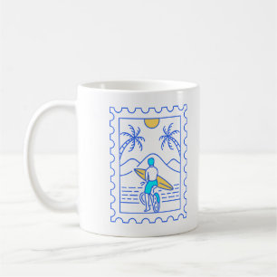 Caneca De Café Carimbo de Surfe de Verão 1