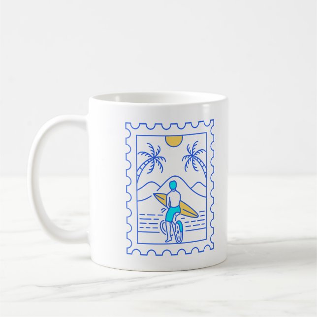 Caneca De Café Carimbo de Surfe de Verão 1 (Esquerda)