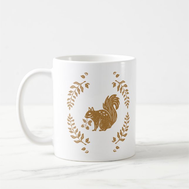 Caneca De Café Carimbo Temático de Esquilo no Outono (Esquerda)