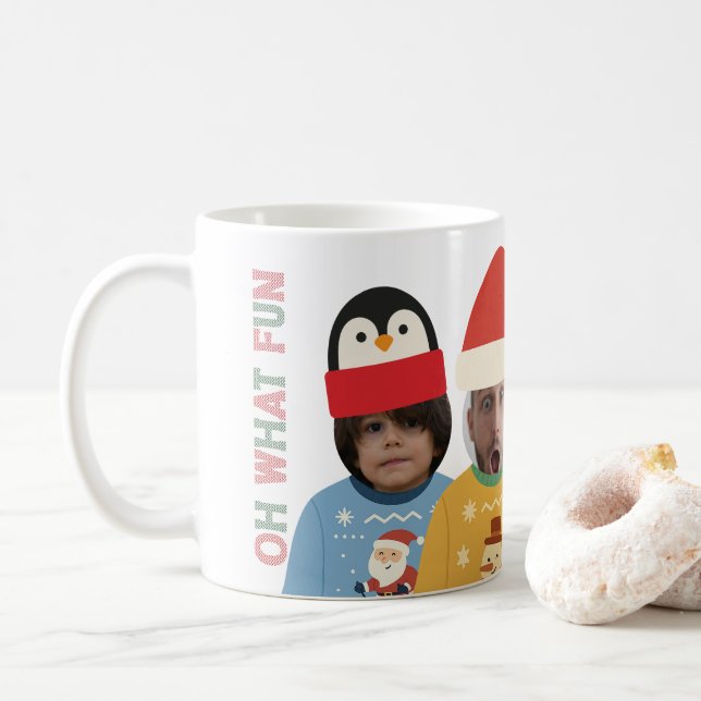 Caneca De Café Carinha Engraçada e Engraçada de Natal Feia Person (Com Donut)