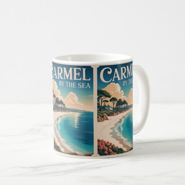 Caneca De Café Carmel pela costa pacifica da califórnia da praia  (Frente Esquerda)