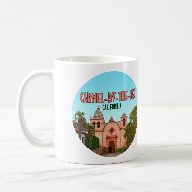 Caneca De Café Carmel Por Mar Missão Basilica Califórnia (Esquerda)