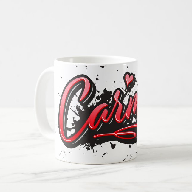 Caneca De Café Carmen red Heart Graffiti Tasse Kaffeetasse (Frente Esquerda)