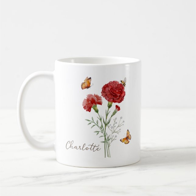 Caneca De Café Carnation Birth Month Flower (Esquerda)