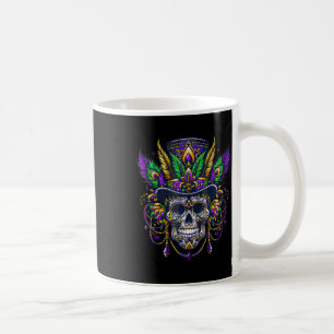 Caneca De Café Carnaval de Mardi Gras Crânio Cartola Médico Feiti