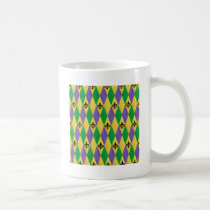 Caneca De Café Carnaval Harlequim Flor de Lis