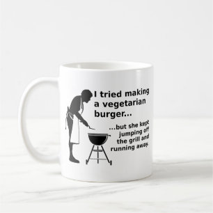 Caneca De Café Carne Engraçada Com Burger Vegetal Humor Com Mug