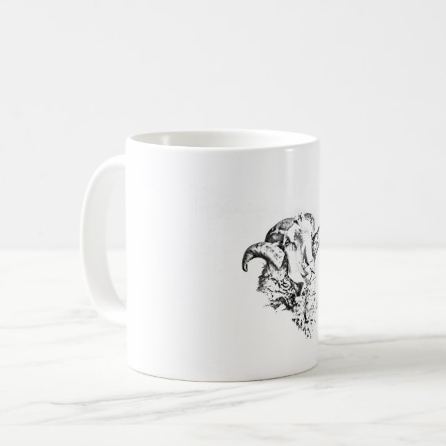 Caneca De Café Carneiro de Ovelha Fofo e Divertido (Frente Esquerda)