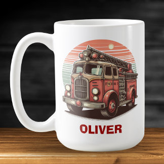 Caneca De Café Caro Caminhão de Fogo da Retro-Vintage no Sunset