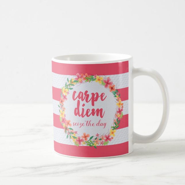 Caneca De Café Carpe Diem/apreende as citações do rosa do dia (Direita)