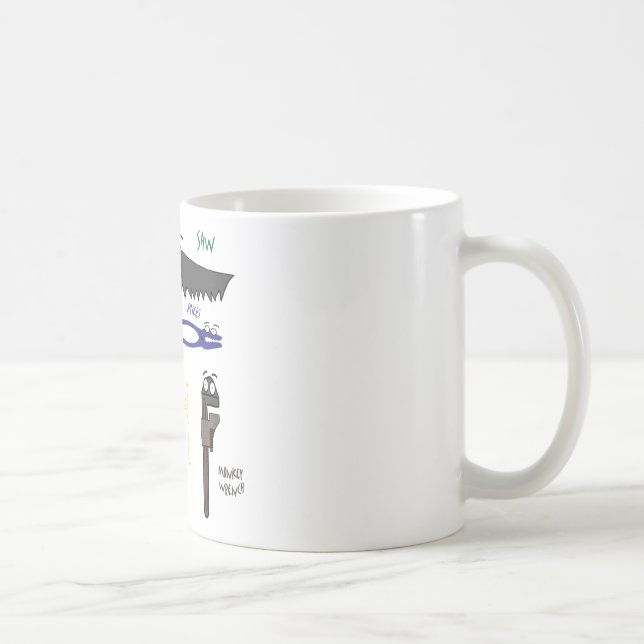 Caneca De Café Carpenter Tools Whimsical Cartoon Art (Direita)