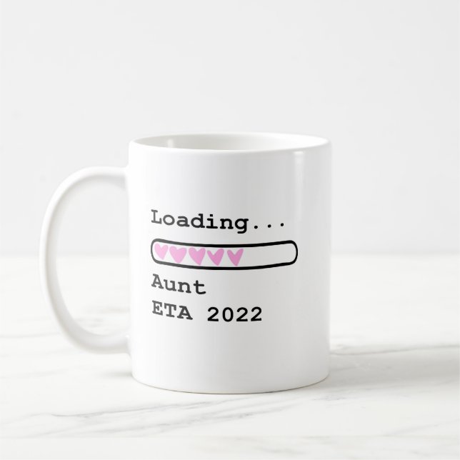Caneca De Café Carregando Anúncio da Tia ETA 2022 Bebê (Esquerda)