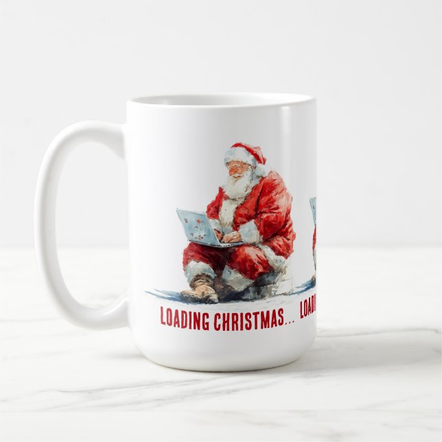 Caneca De Café Carregando Papai noel Engraçado de Natal (Esquerda)