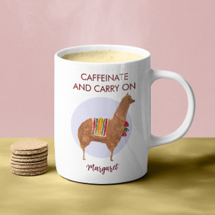 Caneca De Café Carregar De Cafeinato Em Llama Alpaca Animal Desen