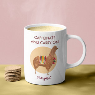 Caneca De Café Carregar De Cafeinato Em Llama Alpaca Animal Desen