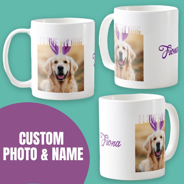 Caneca De Café Carregar Foto Personalizada Pet I Love My Dog (Upload Custom Pet Photo I Love My Dog Coffee Mug.)