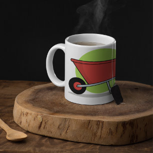 Caneca De Café Carrinho de Jardim em Rodas Vermelhas