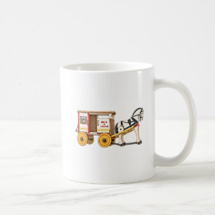 Caneca De Café Carrinho de Leite Puxado por Cavalo de Madeira Ant