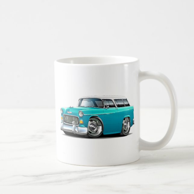 Caneca De Café Carro 1955 Turquesa-Branco do nómada de Chevy (Direita)
