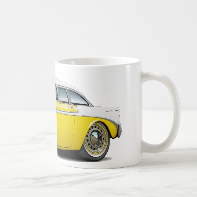 Caneca De Café Carro 1956 Amarelo-Branco de Chevy Belair (Direita)