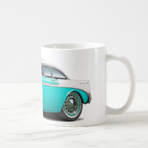 Caneca De Café Carro 1956 Turquesa-Branco de Chevy Belair