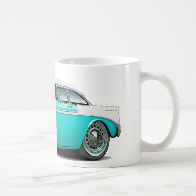 Caneca De Café Carro 1956 Turquesa-Branco de Chevy Belair (Direita)