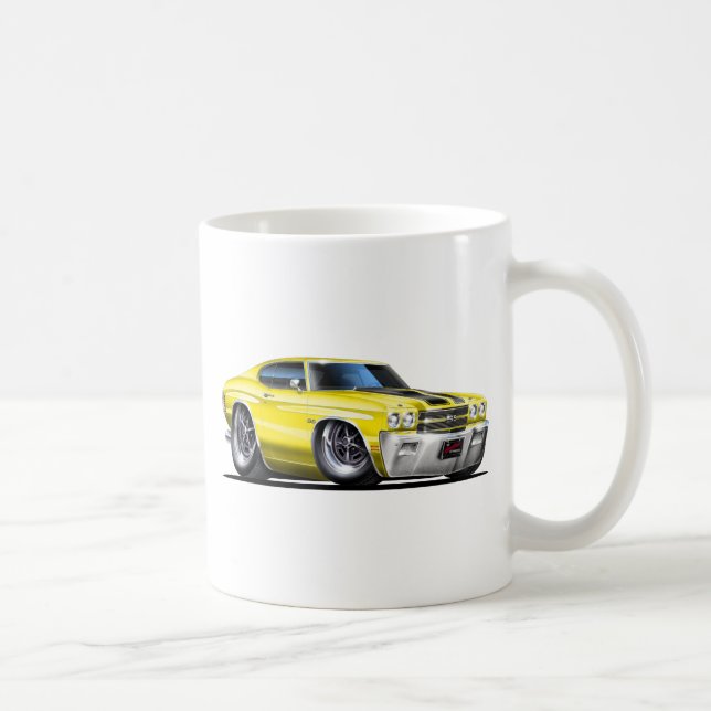 Caneca De Café Carro 1970 Amarelo-Preto de Chevelle (Direita)
