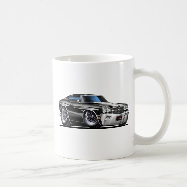 Caneca De Café Carro 1970 Preto-Branco de Chevelle (Direita)