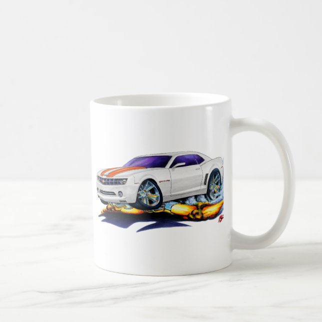 Caneca De Café Carro 2010 Branco-Alaranjado de Camaro (Direita)