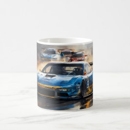 Caneca De Café Carro Blue Race com Ascensão Sun