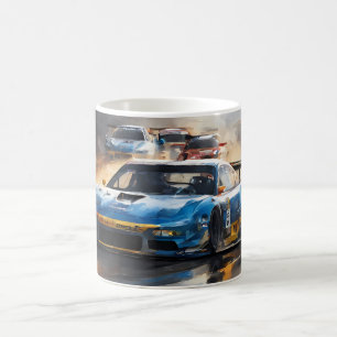 Caneca De Café Carro Blue Race com Ascensão Sun