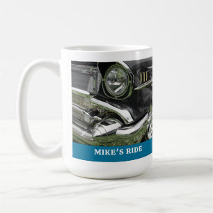 Caneca De Café Carro Chevy Preto 1957, Nome/Mensagem, Sua Foto/Ar