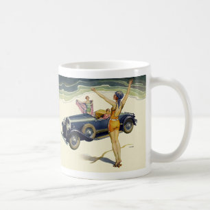 Caneca De Café Carro Conversível Vintage Transportation em Praia
