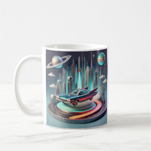 Caneca De Café Carro Coupe de Grandes Aleta Futurístico Atômico