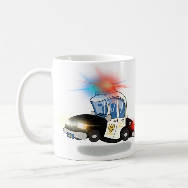 Caneca De Café Carro da Polícia de Cartografia e Caminhão de Fogo (Esquerda)