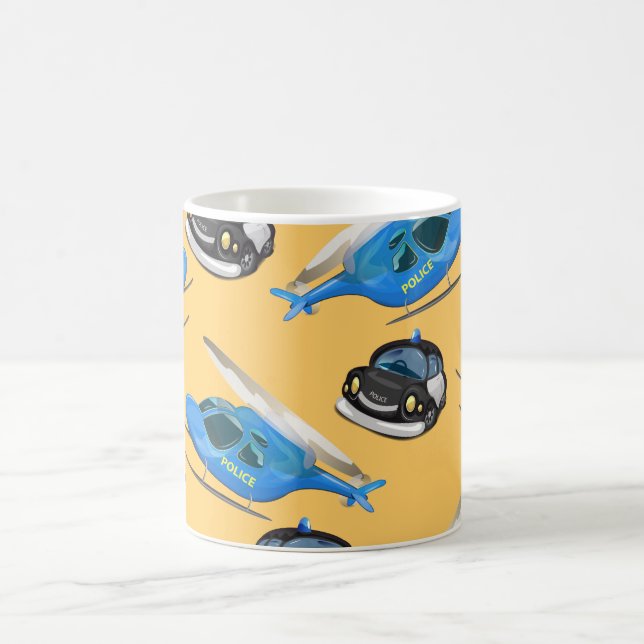 Caneca De Café Carro da polícia e helicóptero (Centro)