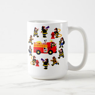 Caneca De Café Carro de bombeiros com sapadores-bombeiros