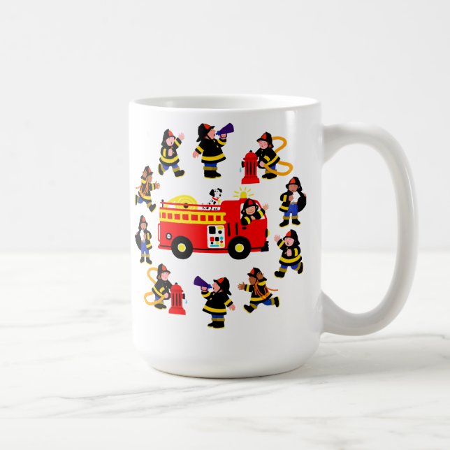 Caneca De Café Carro de bombeiros com sapadores-bombeiros (Direita)