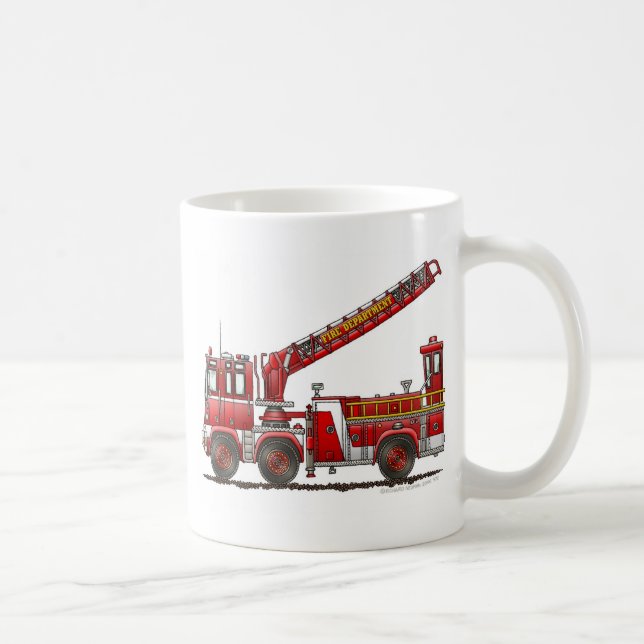 Caneca De Café Carro de bombeiros de gancho e de escada (Direita)