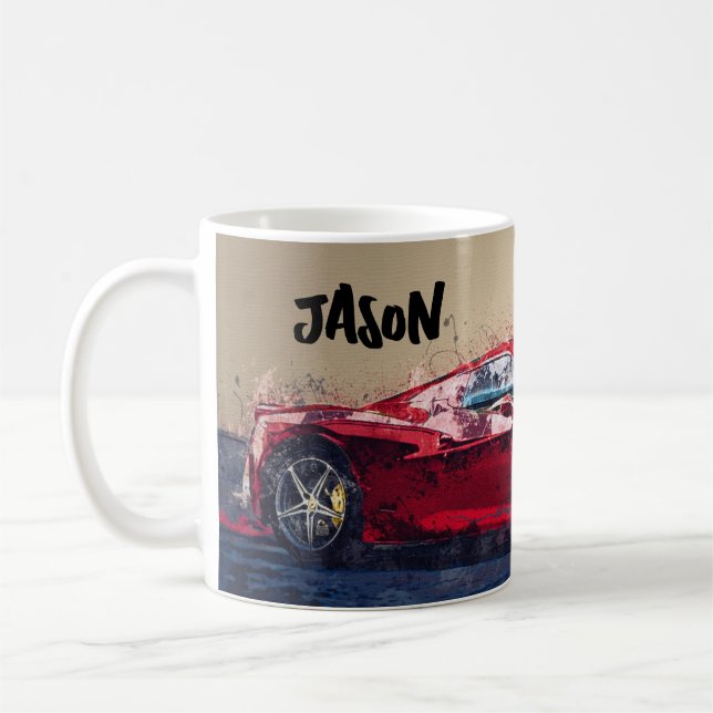 Caneca De Café Carro de Corrida Vermelho  (Esquerda)
