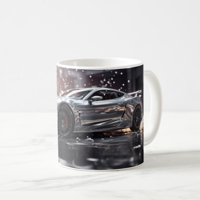 Caneca De Café Carro de esporte rápido de prata (Frente Esquerda)