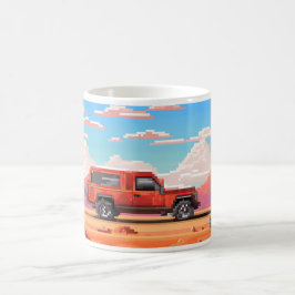 Caneca De Café Carro de Pixel Art no Deserto