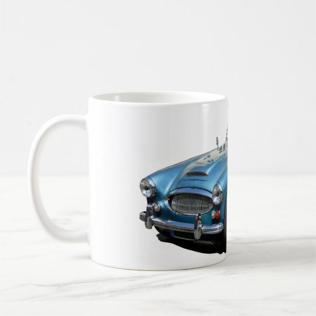 Caneca De Café Carro desportivo Austin Healey 3000 de cor azul e  (Esquerda)