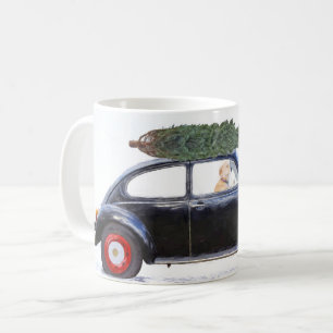 Caneca De Café Carro do Natal com cão