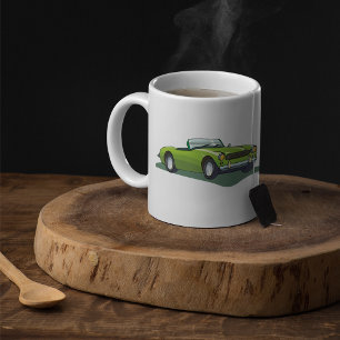 Caneca De Café Carro Esportivo Conversível Retro Verde Lima