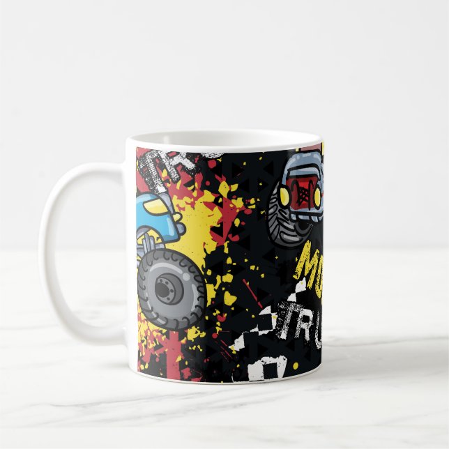 Caneca De Café Carro monstro: padrão infantil Abstrato (Esquerda)